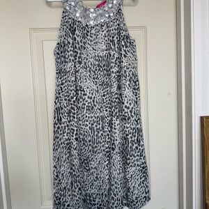 Pinky Ruffle/Bubble Hem Sequin Cheetah Print Y2K Dress Girl’s Size 8